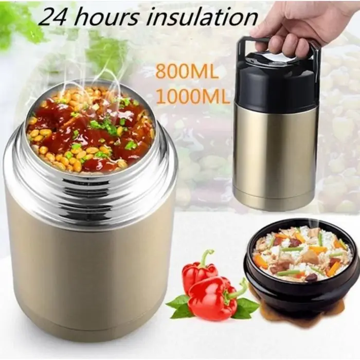 Boîte à déjeuner Thermos de grande capacité 800ML/1000ML, conteneurs portables en acier inoxydable p