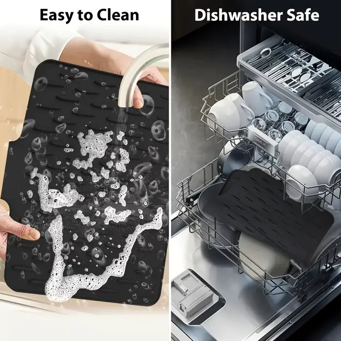 Tapis de vidange de cuisine en Silicone avec conception de Drainage intégrée