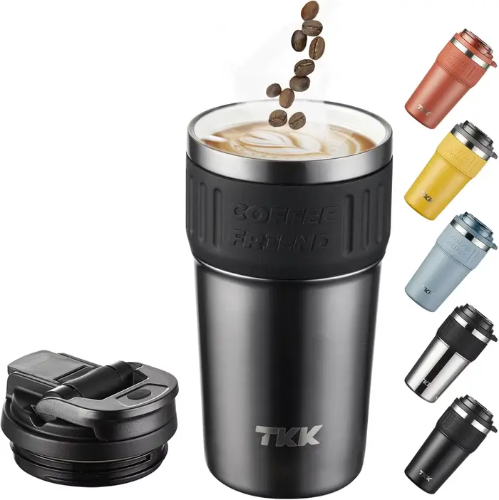 Thermos à café isolé avec revêtement en céramique, gobelet à café glacé de 21 oz avec couvercle en p