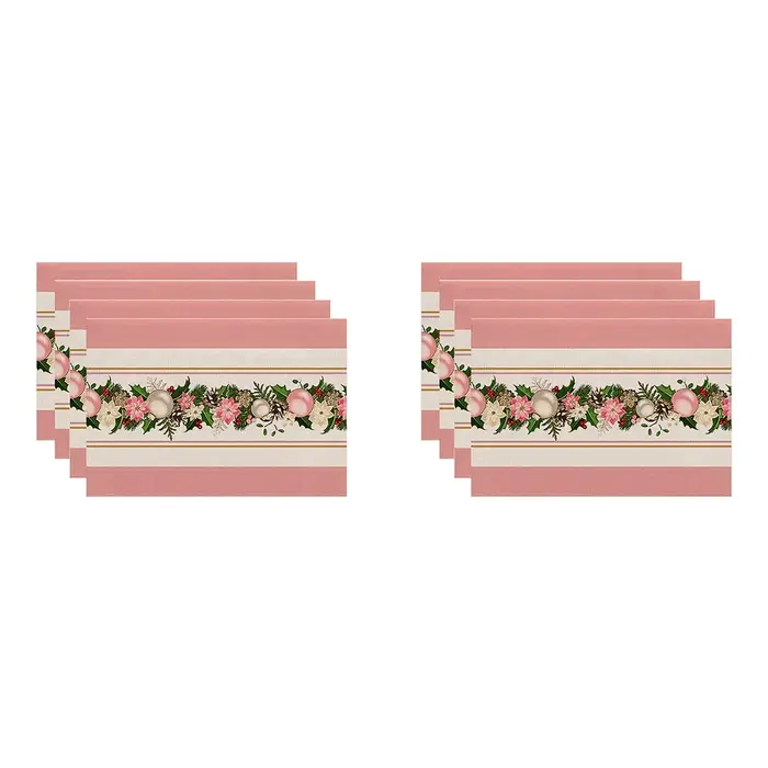 8PCS arbres de noël rose neige napperons