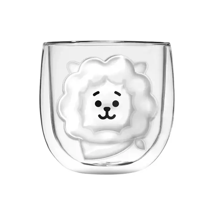 Tasses à café en verre borosilicaté à double paroi de dessin animé