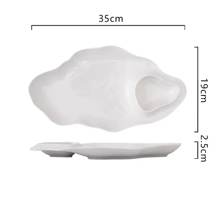 Assiette à raviolis 1 pièce avec coupelle à vinaigre, forme créative spéciale, pour restaurant et usage domestique, assiette à frites et raviolis, vaisselle de table domestique