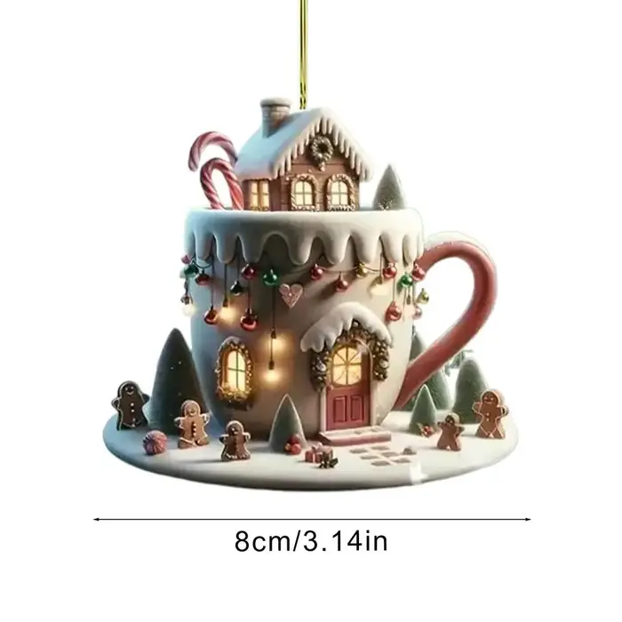 Tasse à café ornement de noël acrylique cacao chaud pendentif ornements 2025 décorations de noël noë