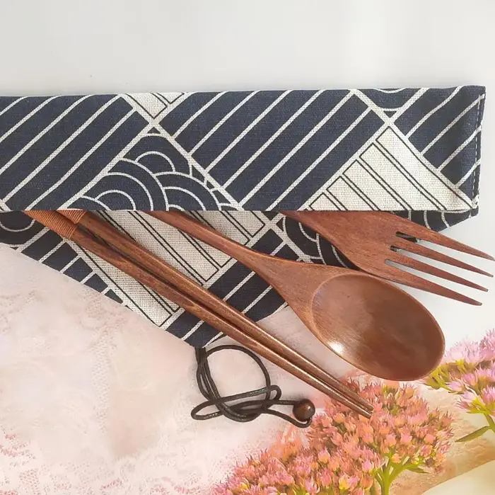 Ensemble de couverts en bois naturel durable 3 pièces
