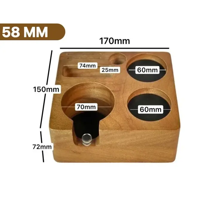 Station de bourrage pour expresso 51/54/58mm, support de doseur de café en bois carré réglable, acce