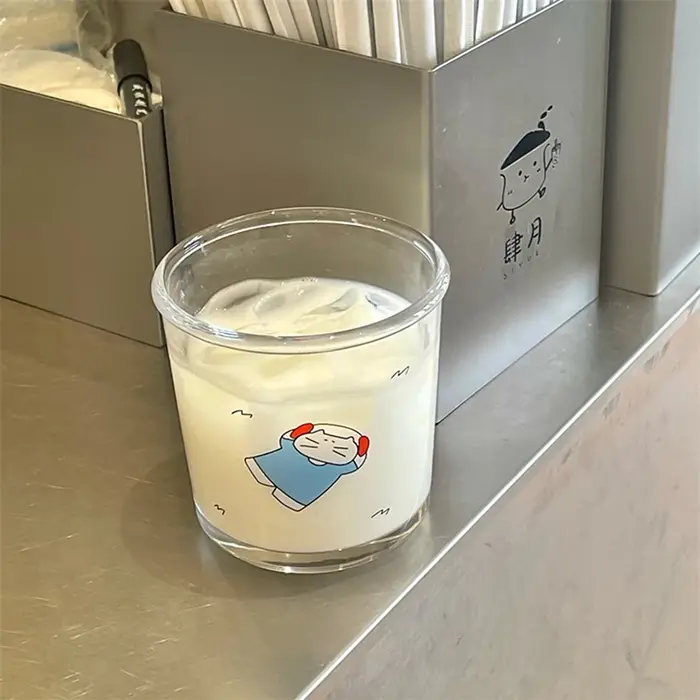 Gobelet en verre Kawaii, tasse à café glacée, chat mignon esthétique, verres à boire coréens, standa