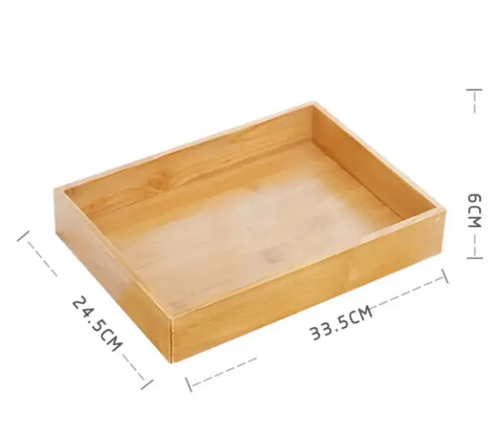 Plateau de rangement rectangulaire en bambou