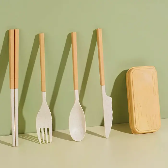 Ensemble de couverts en paille de blé de Style japonais