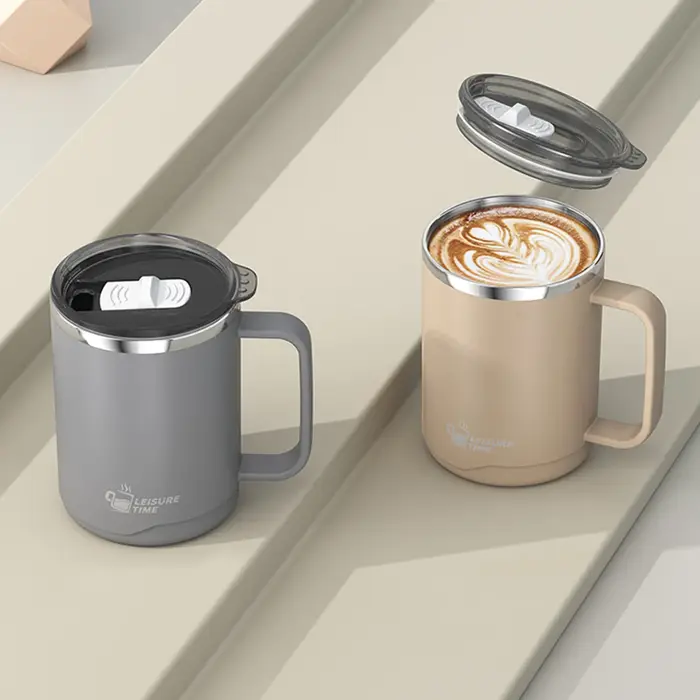 WORTHBUY Tasse à café isolée à double paroi en acier inoxydable 304 avec poignée
