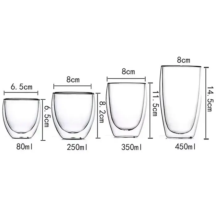 Tasse en verre Borosilicate à Double paroi, résistante à la chaleur, pour thé, lait, jus, café, eau,