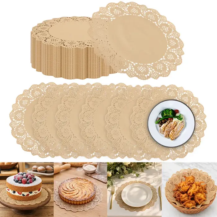 50 pièces de sets de table ronds en papier dentelle