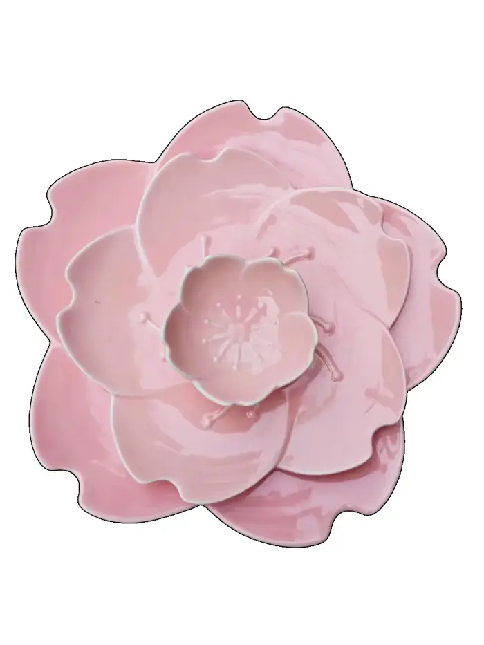 GIEMZA-Service de vaisselle en porcelaine, assiettes quePlates en céramique, Fleur rose, pio floral