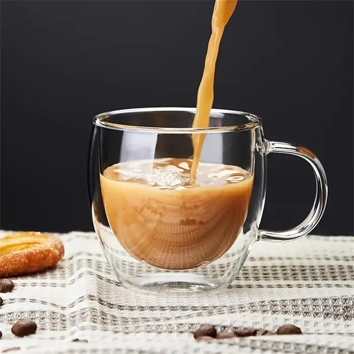 Tasse à café en verre Borosilicate à Double paroi de qualité supérieure