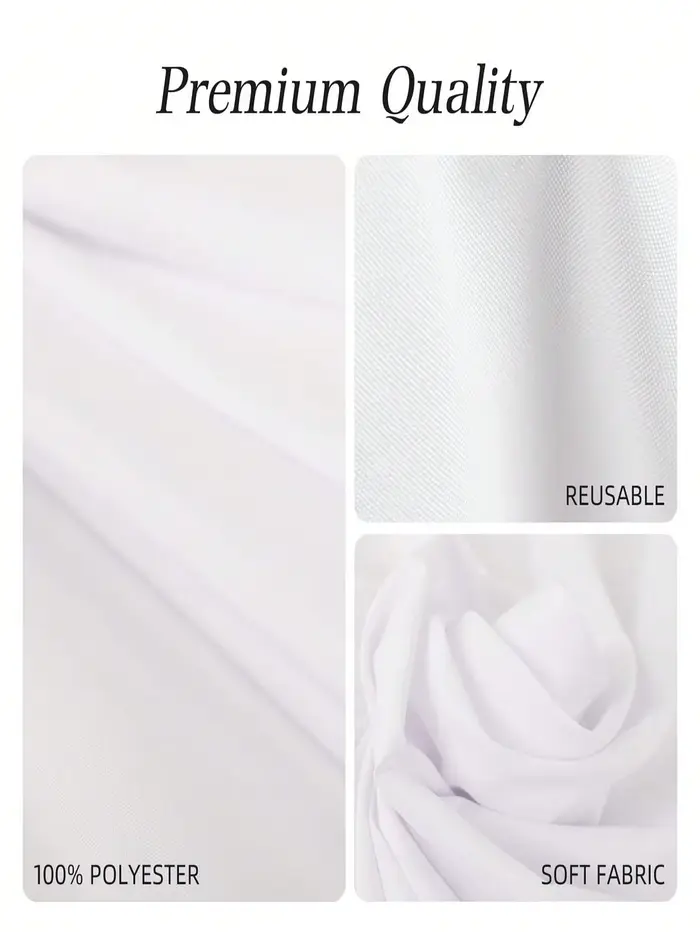 Nappe blanche, style moderne, polyester, ronde, résistante aux taches, infroissable, lavable, cuisine, salle à manger, mariage, banquet