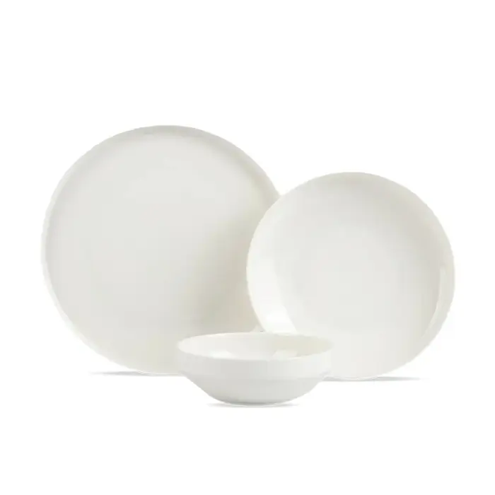 SOLECASA 3/12 pièces ensembles de vaisselle en porcelaine bols et assiettes blancs plat résistant au