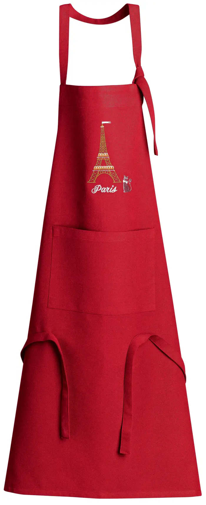 Tablier de cuisine recycl Tour Eiffel avec poche Rouge 85 x 72