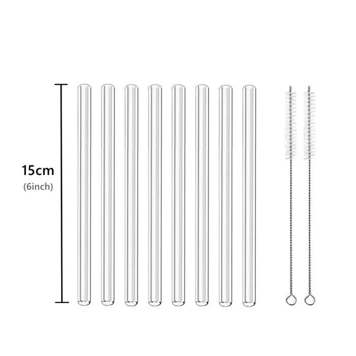 6 Pailles Courtes en Verre Coudé, Cuillère à Boire, Pailles Réutilisables pour Whisky, Cocktail, Sod