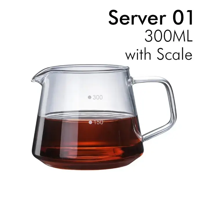 Serveur à café en verre avec échelle de points
