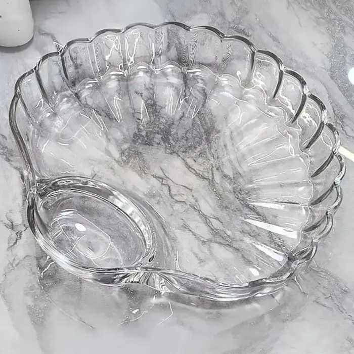 Assiette à boulettes transparente avec disques à vinaigre