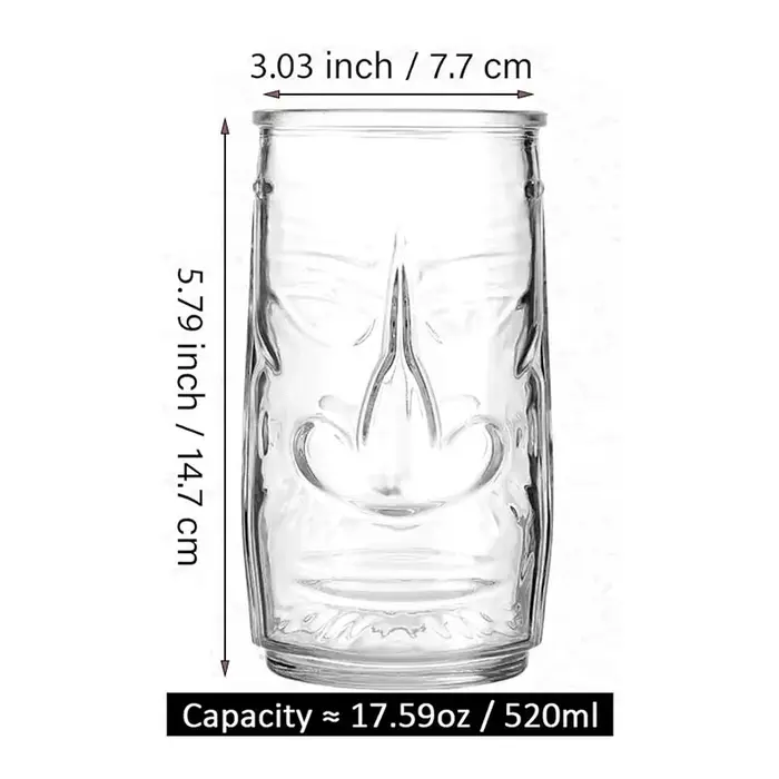 Bar Tiki Lunettes Tiki Mug - Gobelets transparents en verre de style hawaïen