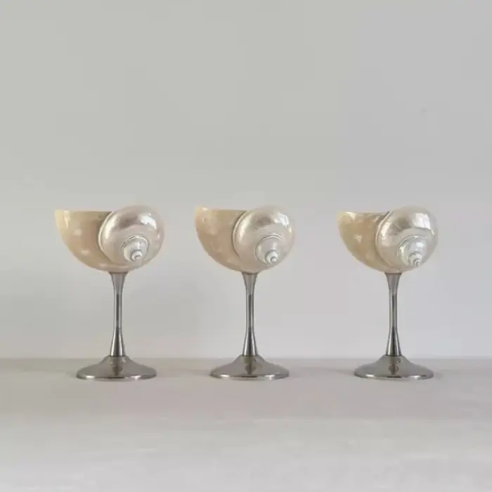 Verre à vin à tige haute conque artistique, Design de coquillage élégant, verres de luxe tendance pour Occasions spéciales
