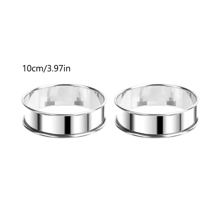 2 pièces en acier inoxydable Double roulé cuisson cercle tarte anneau