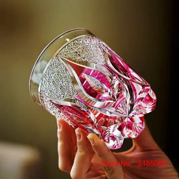 Verre à vin en cristal rose haut de gamme Edo Kiriko