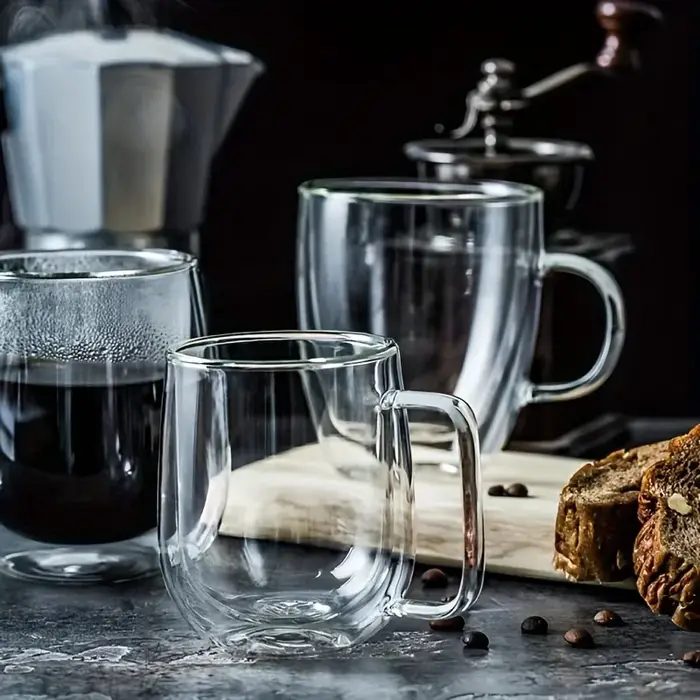 Tasse en verre Double couche avec poignée