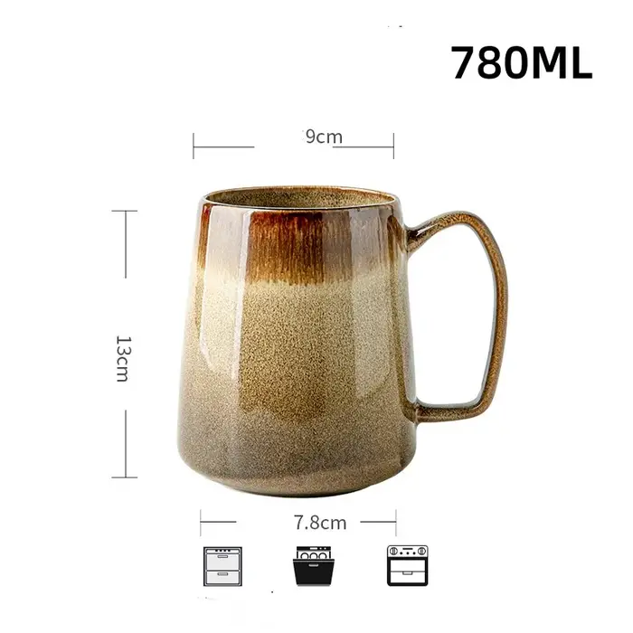 Mug à café géant en céramique 780ML/24OZ : Tasse à thé chinoise idéale pour l'eau, le jus et le lait