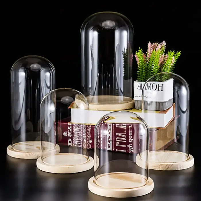 Boîte de présentation en verre avec couvercle en verre à fleurs