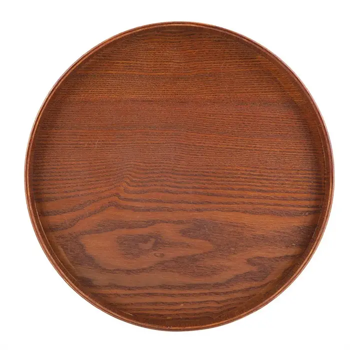 Plateau de service en bois massif pour café, plateau de service en bois brun avec bords surélevés, a