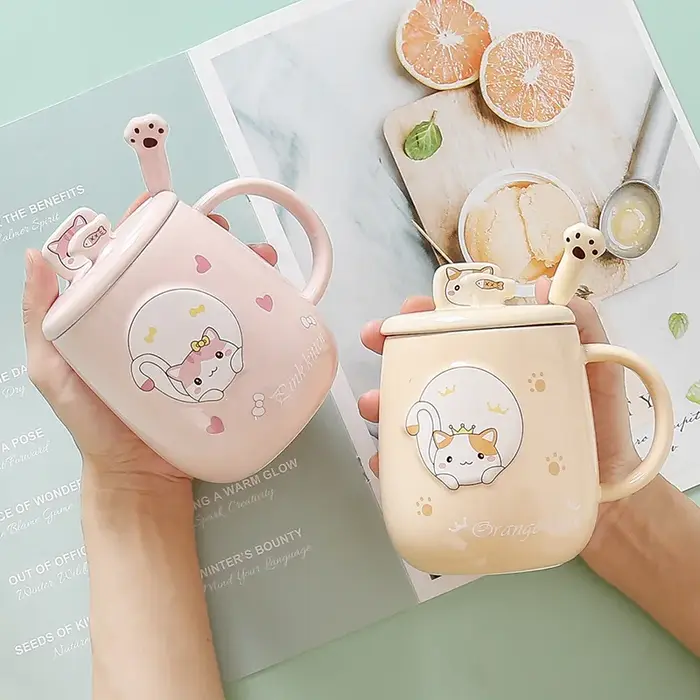 JUSTINLAU tasse chat avec couvercle et bec créativité