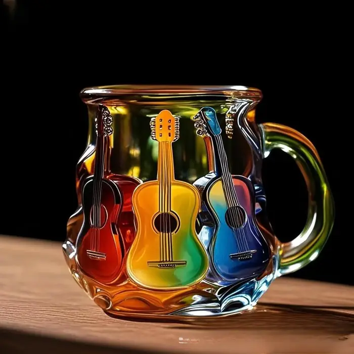 Tasse à café en forme de guitare, tasse en céramique unique, tasse musicale artistique décorative av
