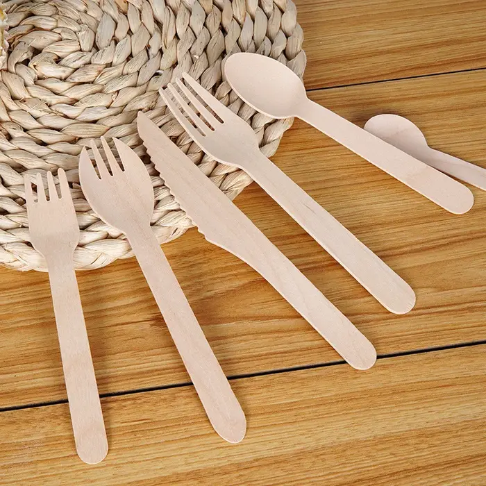 Fourcommuniste et Cuillères en Bois de Poulet, Accessoire Opaque, Convient pour les Fêtes, Camping, Banquets, Mariages, Pique-niques, 50 Pièces