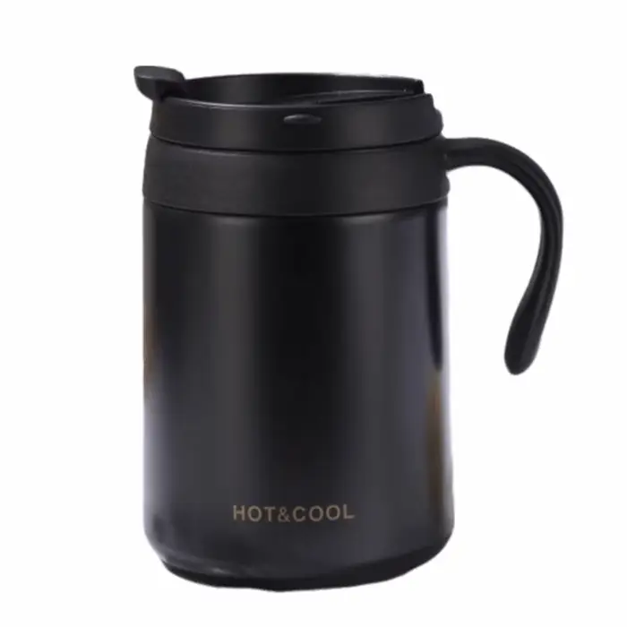 Mug à café isotherme à double paroi en acier inoxydable avec poignée, tasse à boire isolée 500 ml, t