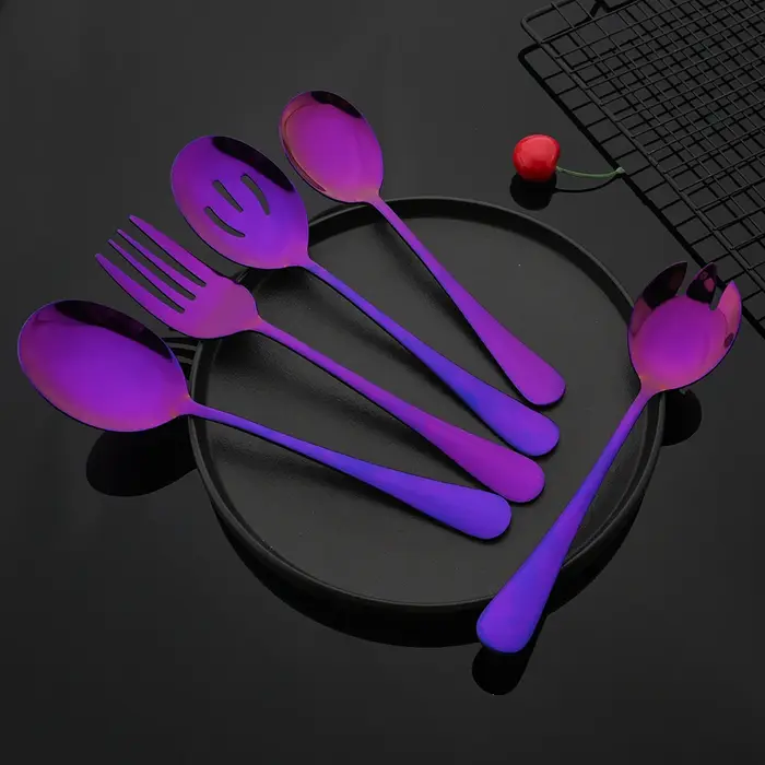 Cuillère à salade en acier inoxydable argenté