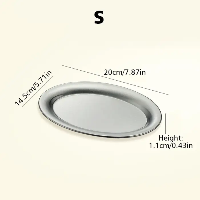 Assiettes ovales multi-tailles en acier inoxydable, assiettes alimentaires domestiques, assiettes pe