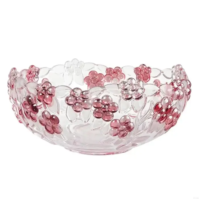 Bol service en verre transparent artistique, boîte rangement d'assiettes collations en forme fleur,