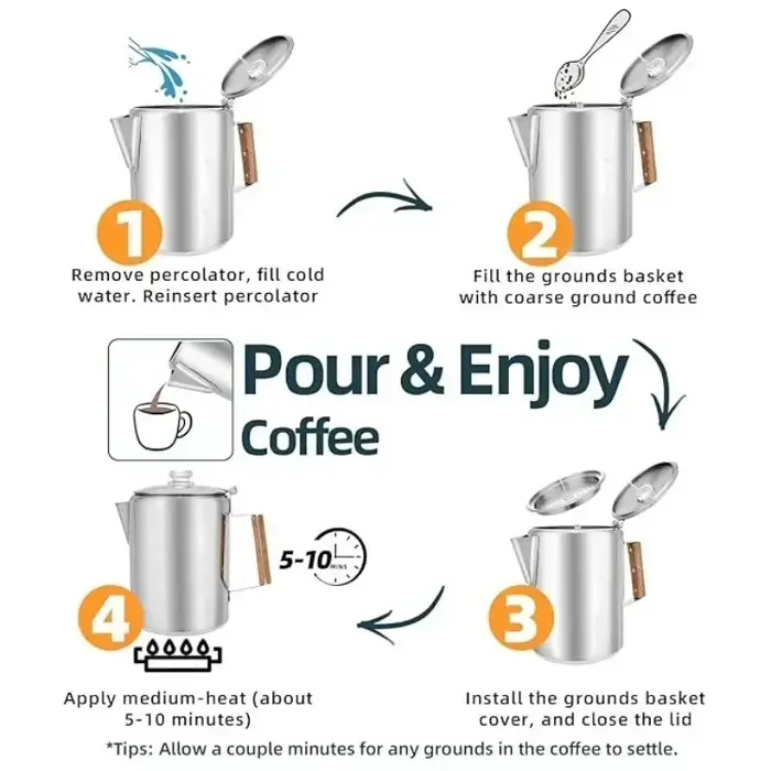 Percolateur à café en acier inoxydable