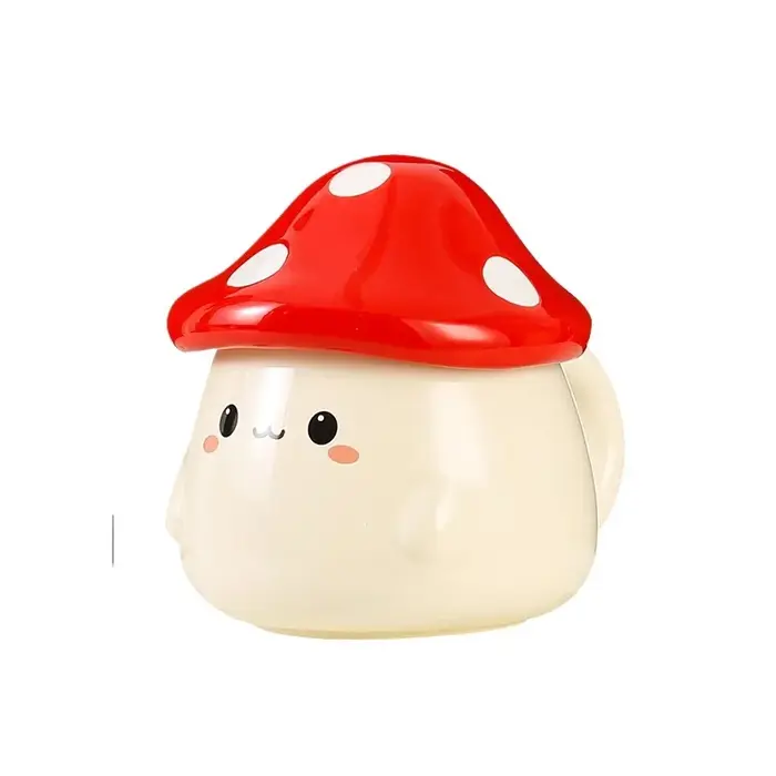 Tasse en céramique champignon avec couvercle