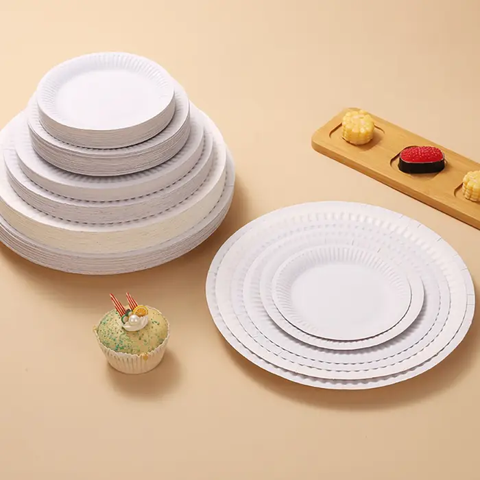 Ensemble d'assiettes en papier jetables blanches