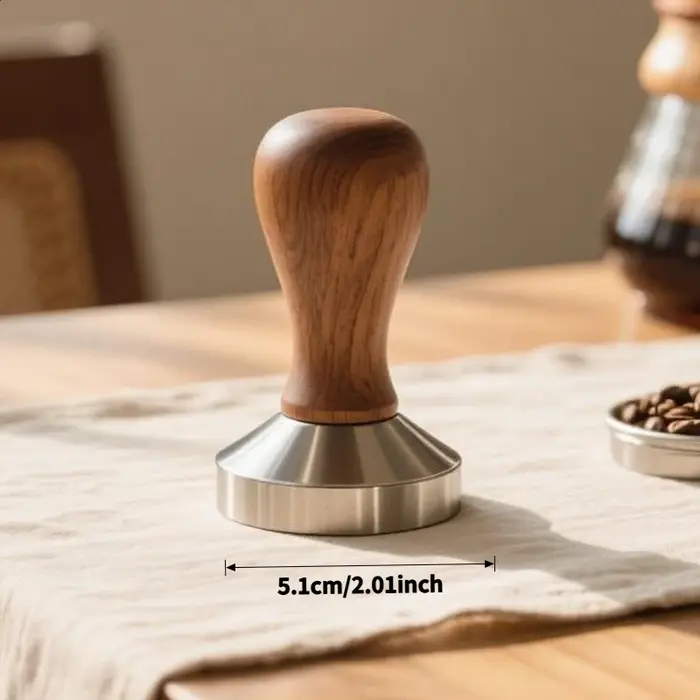 Presse à café poudre marteau manche en bois massif 304 acier inoxydable