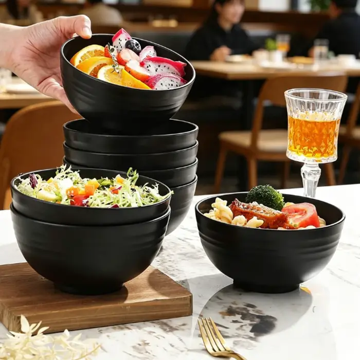 Ensemble de 4/6/8 bols en plastique noir pour fruits