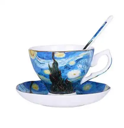 Van Gogh Art Painting Coffee standardisand S/05 er, The Starry Night, Sun Flowers, The Sower, Iris S