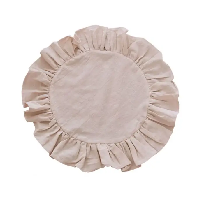 Set de table rustique, couleur unie, forme ronde, bord festonné, set de table pour le goûter, set de