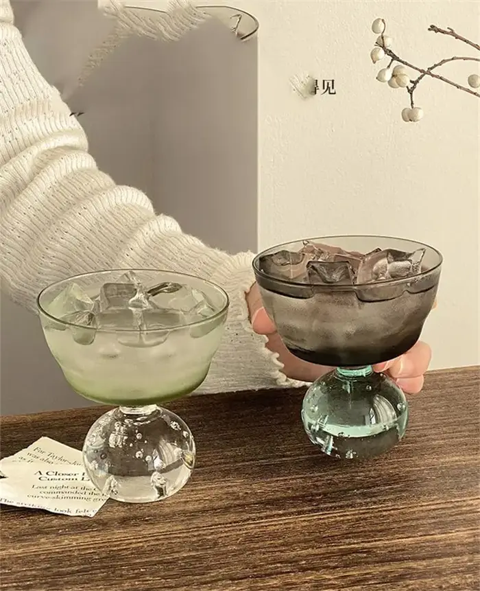 Gobelet à glace en verre de style vintage de luxe léger
