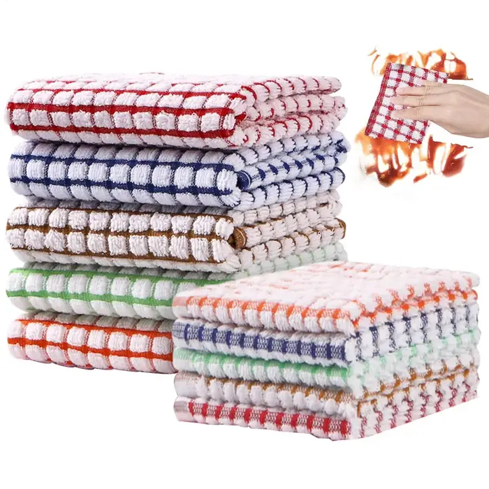 1/6 pièces serviettes à thé en éponge