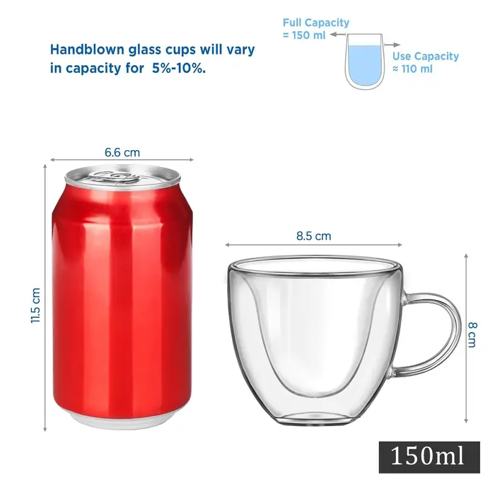 1 pièces 80-250ml Couple tasses coeur amour en forme de tasse en verre Double