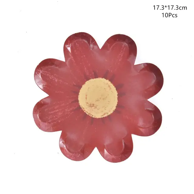 Assiette en papier jetable marguerite, gâteau de pique-nique, assiette à fleurs, fournitures de déco