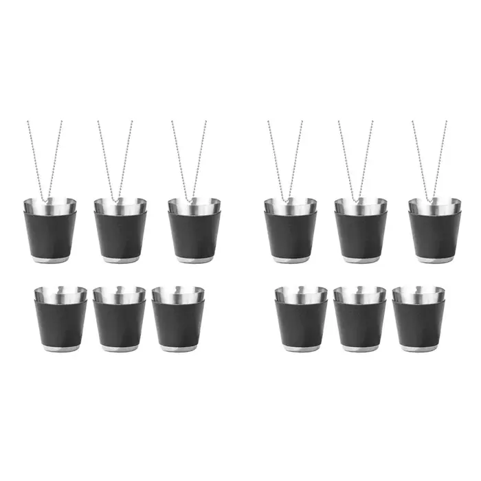 ABSS-Pack de 12 tasses à Shot en métal pour accrocher des verres à Shot en acier inoxydable avec ver